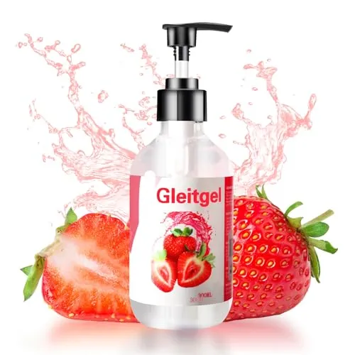 Gleitgel auf Wasserbasis Mit Erdbeergeschmack, 300ml Gel für Sex, Stimulierend für Männer und Frauen, Nicht Klebrig, Kein Zucker, Geeignet für Sexspielzeug und Kondome