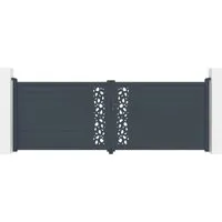 Produktbild Casanoov Flügeltor Sunny 400x140cm & Gartentür Sunny 100x140cm Aluminium Grau