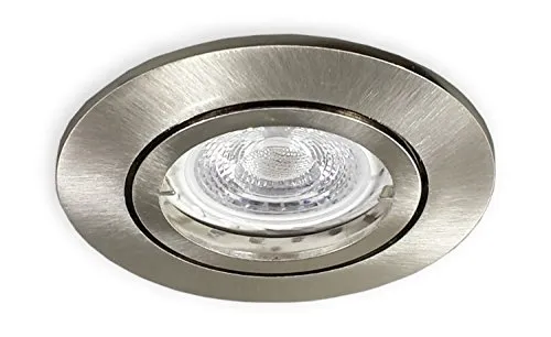 LICHT DISCOUNT LED Einbaustrahler für 68mm Lochbohrung Alu gebürstet | Dimmbare & schwenkbare Einbauleuchte | LED Decken-Spots inkl. GU10 Fassung 230V | 7,5W PA-Warmweiß 2700K | Decken-Einbauspots
