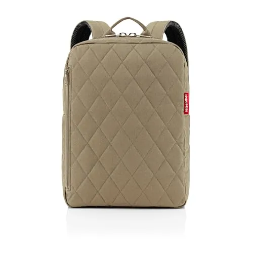 Reisenthel Backpack M - Stilvoller Unisex-Rucksack in Oliv mit 3D-Steppdesign und goldenen Metalldetails, ideal für Alltag und Reisen