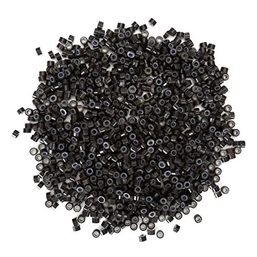 Faletony 500 Stück Microrings mit Silikon Einsatz Hair Extension Loops Micro Color Ring Beads für Haarverlängerung Haarverdichtung, blond/schwarz/braun