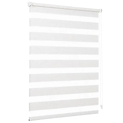 Sekey Doppelrollo Klemmfix ohne Bohren für Fenster, Doppelrollo 40 cm breit, Duo Rollo Jalousie Sonnenschutz, 40x130cm, Leinen