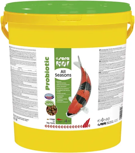 sera Koi All Seasons Probiotic 7 kg - Gesundes Futter für starke Koi - Gartenteichfischfutter mit Bacillus subtilis für gesunde Koi, ganzjährige Fütterung und reduzierte Wasserbelastung für ein optimales Teichumfeld.