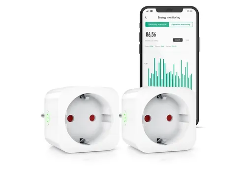 BEARWARE WLAN-Steckdose mit Strommessung - 2er Set - Smart WLAN-Steckdose mit App- und Sprachsteuerung. Ideal zur Energiekostenmessung und für flexible Zeitplanung. Perfekt für den Innenbereich und kompatibel mit gängigen Smart-Home-Systemen.