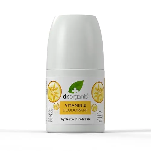 Dr Organic Vitamin E Deodorant, Aluminiumfrei, Männer, Frauen, Natürlich, Vegan, Tierversuchsfrei, Paraben- & SLS-frei, Zertifiziert Bio, 50ml