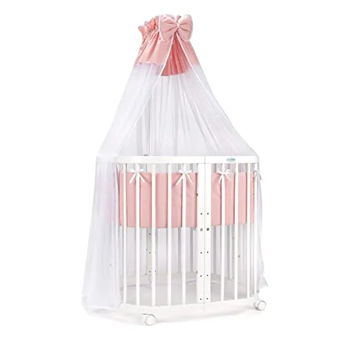Waldin Babybett 7in1 aus Holz mit Matratze, lachs - Gitterbett für Babys, mitwachsend und vielseitig einsetzbar, inklusive Matratze und umfangreichem Zubehör, ideal ab Geburt.