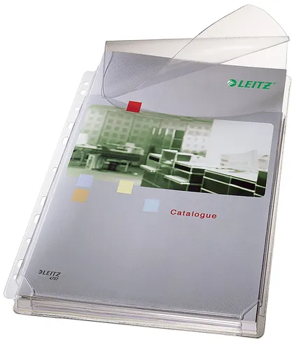 LEITZ Maxi Prospekthülle mit Klappe A4 PVC genarbt 0,17 mm 5 Hüllen