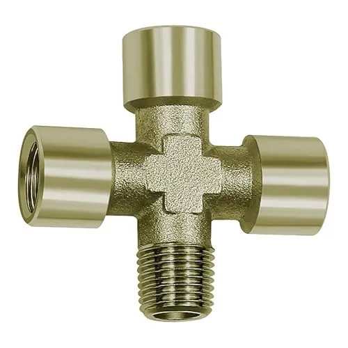 RIEGLER 112802-N 255.11 Kreuzstück, 3 x innen, 1 x außen, G/R 1/8, SW 10, Messing vern., 1Stk