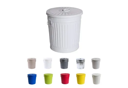 Jinfa Mülleimer mit Deckel - 7L Ascheeimer aus Metall - Aschesauger in elegantem Weiß, mit manuellem Deckel und 7L Fassungsvermögen, ideal für saubere und ordentliche Abfallentsorgung.