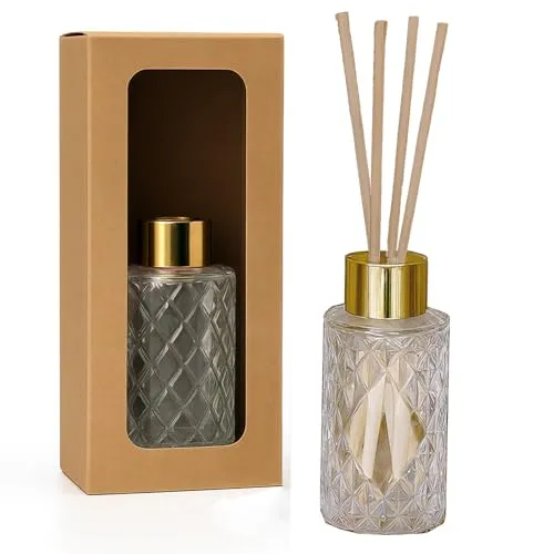 WonderWax Raumduft Stäbchen Diffuser Kristall Set 100 ml mit 5 Stäbchen Reed Diffuser für Bad, Büro oder Badezimmer Prosecco Rose