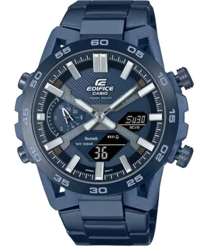 Casio Edifice Sospensione Blau Herren Armbanduhr ECB-2000CB-2AEF - Armbanduhr mit Bluetooth und Solarbetrieb, ideal für Technikliebhaber und aktive Männer, wasserdicht bis 10 bar und mit Stoppuhrfunktion.