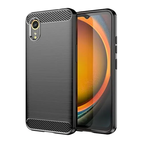 betterfon Carbon Handyhülle kompatibel mit Samsung Galaxy Xcover 7 | Smartphone Case aus TPU-Silikon | Schwarz
