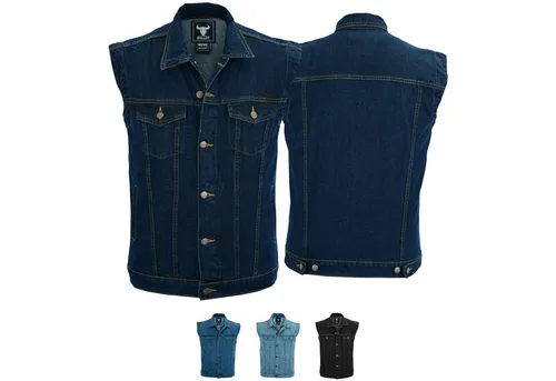 BULLDT Herren Motorradweste Jeansweste - Stylische Denim Bikerweste aus 100% Baumwolle - Motorradwesten mit funktionalen Taschen und robustem Frontverschluss, ideal für Biker, die Stil und Praktikabilität schätzen.