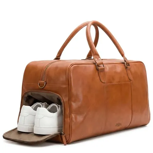 SID & VAIN große Reisetasche mit separatem Schuh-Fach aus echtem Leder