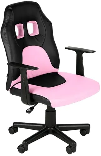 CLP Kinder Gaming Bürostuhl Fun - Schwarz/Pink - Bürostuhl für Kinder mit sportlichem Design, hochwertigem Kunstledersitz und abnehmbaren Armlehnen. Ideal für komfortables Gaming und Lernen, stufenlos höhenverstellbar und in vielen Farben erhältlich.