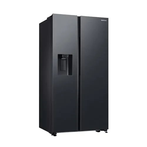 Samsung RS64DG53R3B1EF Side-by-Side Kühlschrank - Freistehende Kühl-Gefrierkombi mit eleganter schwarzer Oberfläche und großzügigem Platzangebot für Ihre Lebensmittel.