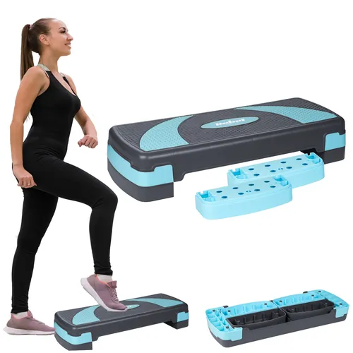 Rebel Step Aerobic Stepbank 3 Stufen Grau-Blau RBA-3225-BL