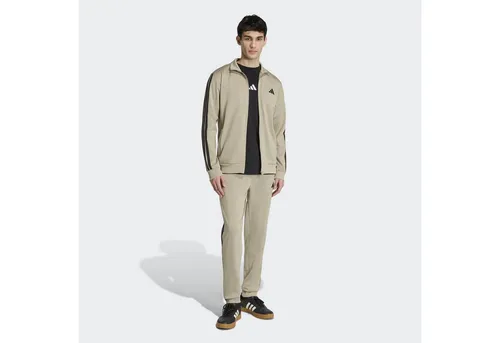 adidas Herren SPORTSWEAR BASIC 3 STRIPES TRICOT TRACKSUIT - Kombination aus Jacke und Hose mit mittelhohem Bund, ideal für Sport und Freizeit. Aus 100 % recyceltem Polyester und mit praktischen Taschen ausgestattet.