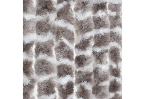 Flauschvorhang Chenille 90 x 220 cm - Taupe Weiß Gestreift - Stylischer Türvorhang in taupe-weiß gestreift, idealer Insektenschutz für Ihr Zuhause. Maße: 90 cm Breite, 220 cm Länge, aus hochwertigem Polypropylen für langlebige Nutzung.