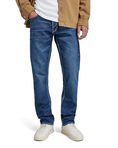G-STAR Herren Mosa Straight Jeans, Blau (Faded Atlantic Ocean D23692-C052-G119) - Jeans in Straight Fit mit 5 Taschen und Reißverschluss, aus hochwertigem Material für optimalen Tragekomfort. Ideal für lässige Outfits.
