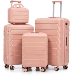 LVHOM Hartenschalenkoffer-Set 4-teilig, rosa, 14''-28'' mit 360° Rollen - Praktisches 4-teiliges Koffer-Set in stilvollem Rosa, ideal für jede Reise. Robuste ABS-Hartschale schützt Ihr Gepäck, während die 360° Rollen müheloses Manövrieren ermöglichen.