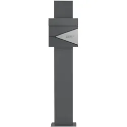 ML-Design ECD Germany Standbriefkasten Anthrazit Edelstahl 170 cm mit Zeitungsfach, Postkasten Silber, pulverbeschichtet, freistehend