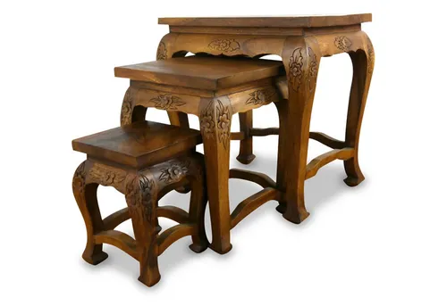 livasia Beistelltisch Couchtisch 3er Set aus Akazienholz - Ablagetische, handgefertigt aus nachhaltigem Akazienholz, in drei Höhen (30/40/50cm) für individuellen Einsatz in jedem Wohnraum.