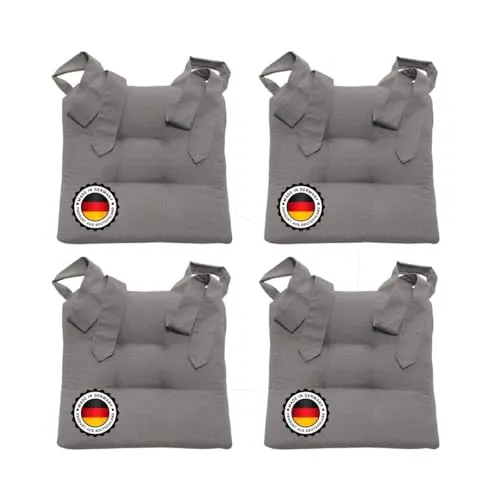 Bonvionn Stuhlkissen mit Vier Schleifenband, extra dick - Stuhlkissen in 42cm x 46cm x 7cm, ideal für Komfort und Stil. Mit strapazierfähigem Baumwoll-Mischgewebe und praktischen Schlaufen für sicheren Halt.