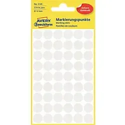 AVERY Zweckform Markierungspunkte 3145 Haftend Weiß 12 mm 5 Blatt à 54 Etiketten