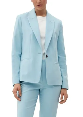 s.Oliver Damen Blazer 10.2.20.15.152.2132692 in Blau, Größe 34 - Eleganter Regular Fit Blazer aus hochwertigem Baumwollmix mit ansprechender Webstruktur. Perfekt für jeden Anlass mit Reverskragen und langem Ärmel.