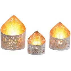 3er Set Boho Deko Windlicht Teelichthalter Yous Weiss