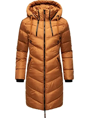 MARIKOO Damen Wintermantel Armasa Rusty Cinnamon XXL - Funktionsjacke für den Winter, wasser- und windabweisend, mit warmem Teddyfell Innenfutter und modischem Design – ideal für kalte Tage!