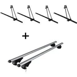 4x Fahrradträger ORION + Relingträger Rio 135 kompatibel mit für Volvo V70 Kombi ab 2000
