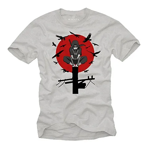 Anime T-Shirt Herren - Itachi Shinden - Naruto Nerd Geschenke Grau L