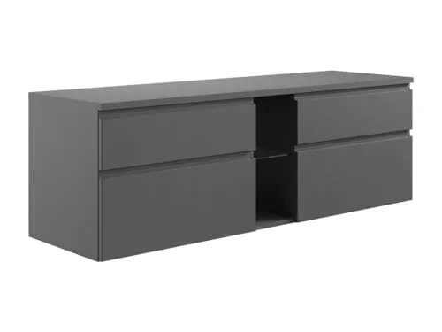 Vente-unique Waschbeckenunterschrank Magdalena II - Grau - 150 cm - Unterschrank fürs Bad mit großem Stauraum und zeitlosem Design, ideal für moderne Badezimmer. Jetzt günstig online kaufen und von über 3 Millionen zufriedenen Kunden profitieren!