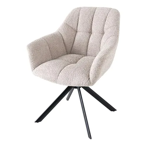 Riess-Ambiente Polsterstuhl PAPILLON beige/schwarz - Polsterstuhl für Esszimmer, mit drehbarer Armlehne und modernem Bouclé-Design für stilvolle Akzente und hohen Komfort.