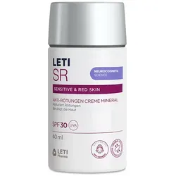LETI SR Anti-Rötungen Creme Mineral SPF 30 - 40 ml - Sonnenschutzmittel mit mineralischem UV-Schutz, ideal zur Minderung von Rötungen und Hautirritationen, perfekt für empfindliche Haut.
