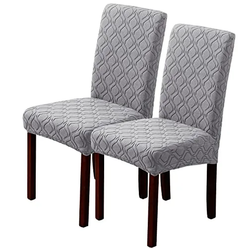 LANSHENG Stuhlhussen, Stretch Stuhlhussen Schwingstühle, Abnehmbarer Waschbarer Stuhlbezug für Esszimmer, Küche, Hotel (2er Set, Hellgrau)