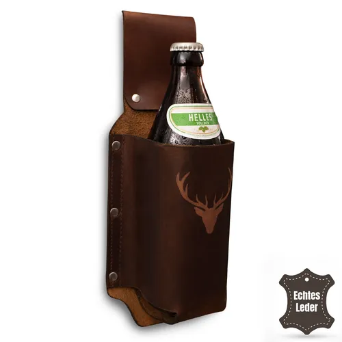 Bierholster aus echtem Leder als Weihnachtsgeschenk für Männer / Geschenkidee