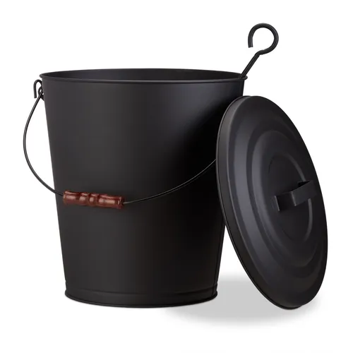 Ascheeimer mit Deckel 24 L - Kohleeimer für Kamin und Ofen - Aschesauger: Robuster, pulverbeschichteter Gusseisen-Ascheeimer mit 24 L Volumen, ideal für die sichere Entsorgung von Asche und Kohlenresten.