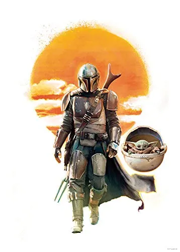Komar Star Wars Wandbild | Mandalorian The Child Family Trip | Dekoration, Poster, Kunstdruck | Größe 30 x 40 cm | WB-SW-007-30x40, bunt