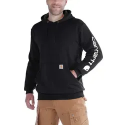 Carhartt Herren Sleeve Logo Hooded Sweatshirt, Schwarz, XS - Hoodies mit lockerem Schnitt und mittlerem Gewicht, ideal für Komfort und Bewegungsfreiheit. Verstellbare Kapuze und elastische Bündchen sorgen für einen perfekten Sitz.