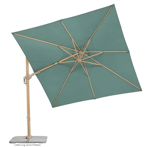 Schneider Ampelschirm Rhodos Twist LOFT 300x300cm - Grüner Sonnenschutz mit Ständer - Sonnenschirm in quadratischer Form, 3m Breite, inklusive Ständer und schützender Hülle. Ideal für gemütliche Stunden im Garten oder auf der Terrasse.