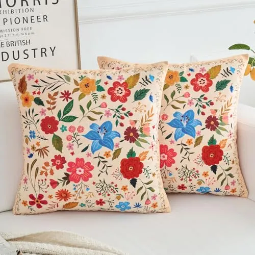 HZYKDWD Set mit 2 dekorativen Kissenbezügen, 40 x 40 cm, Boho, Ethno-Stil, Vintage, dekorative Kissenbezüge, 40 x 40 cm, doppelseitig, bedruckt, für Haus, Sofa, Wohnzimmer, Schlafzimmer