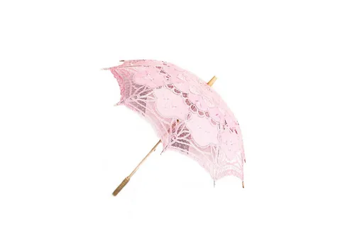 Susino Handgemachter Brautschirm mit Spitze in pink von Susino