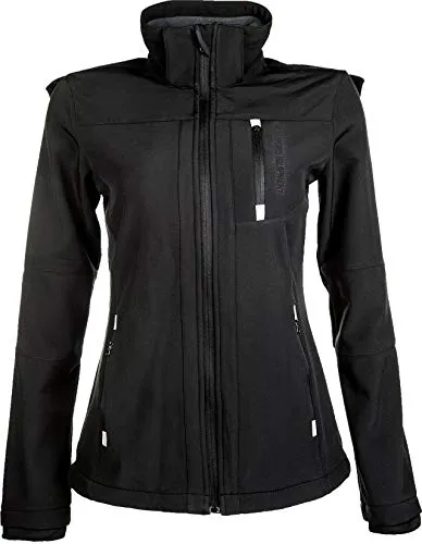 HKM 5273 Softshelljacke Sport, Damen Mädchen Jacke Regenjacke Kapuze, Schwarz (Black), S
