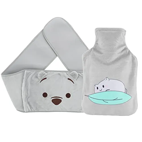 Homealexa Wärmflasche mit Weichem Bezug 1L Premium Naturkautschuk Sicher und Langlebig Wärmeflasche für Familie Wärmbeutel für Hals Schulter Abdomen Beine Taille Warm Grau