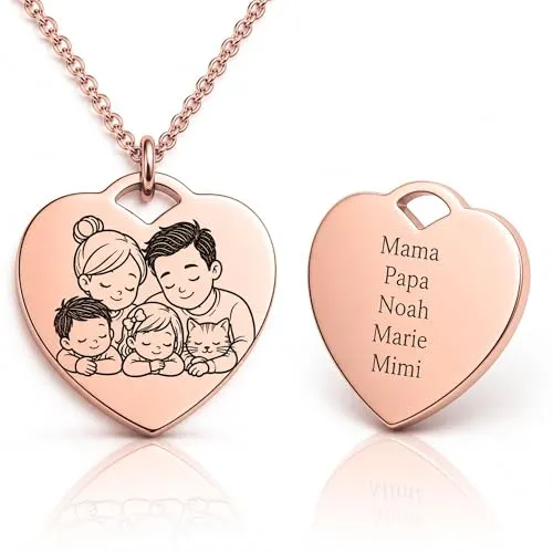 Familienkette Damen Halskette personalisiert mit Gravur, Roségold