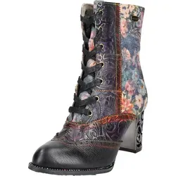 Laura Vita Stiefelette Leder/Textil - Elegante Schnürstiefelette - Wanderschuhe mit hochwertigem Leder und trendigem Materialmix, ideal für stilvolle Auftritte und Komfort bei jedem Schritt.
