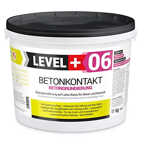 Level+ Haftgrund L+06 - 11KG - Hochwertige Betonkontakt Grundierung auf Latexbasis, rosa Pigmentierung für präzises Auftragen, schnell trocknend und wasser-dampfdurchlässig – ideal für Beton und Keramik.